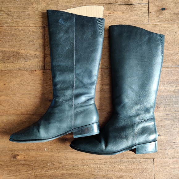 St. John's Bay Black Leather Riding Boots - Picture 3 of 4